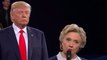 Watch Trump lurk behind Clinton during the presidential debate