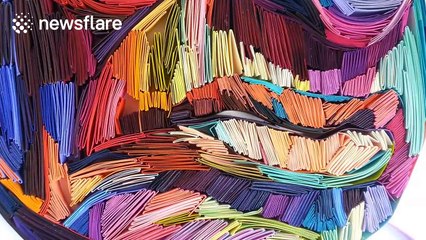 Artist creates awesome portrait out of coloured paper