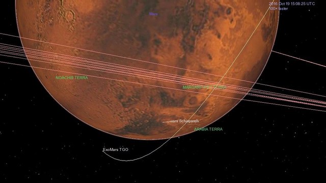 ExoMars arrival seen by Mars Express