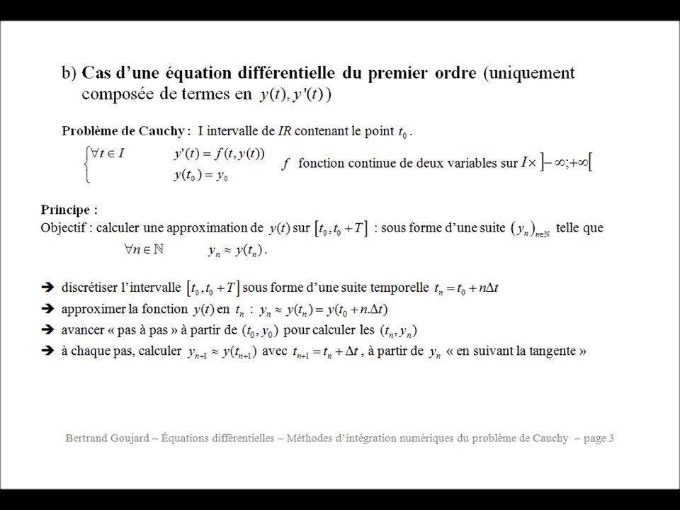 Équations différentielles C1 : C) Quelques méthodes d’intégration numériques du problème de Cauchy 1ère partie