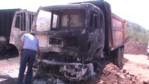 Şantiye Basan Teröristler Araçları Ateşe Verdi