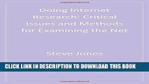 [PDF] Doing Internet Research: Critical Issues and Methods for Examining the Net Full Online