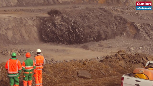 Explosion de mines à la carrière de Givet dans les Ardennes