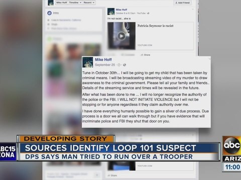 Sources confirm name of suspect shot and killed by DPS yesterday on Loop 101 as Luis Michael Hoff