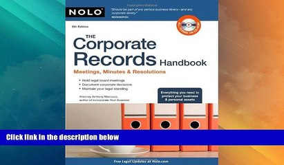 Big Deals  The Corporate Records Handbook: Meetings, Minutes   Resolutions  Full Read Best Seller