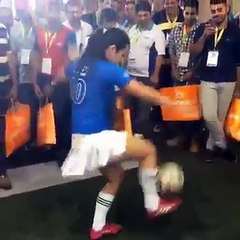 Girl Played With Football Awesome Skills