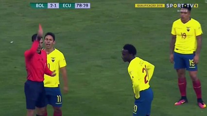 Luis Caicedo Medina Red Card HD - Bolivia 2-1 Ecuador - 11.10.2016 HD