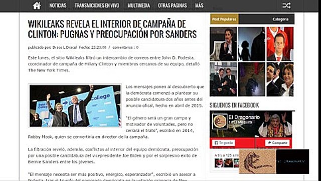 Wikileaks libera filtraciones de la campaña de Hillary Clinton
