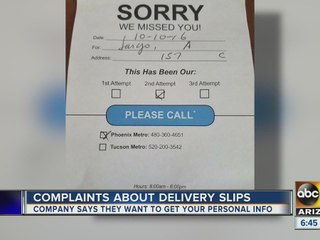 Delivery slips that look real meant to entice you to give up personal info