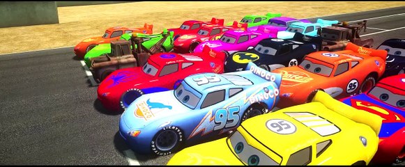 Disney Pixar Cars Lightning Mcqueen race with Rayo Dinoco Spiderman Macqueen Mater Batman Hulk