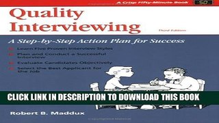 [PDF] Crisp: Quality Interviewing, Third Edition: A Step-by-Step Action Plan for Success (The