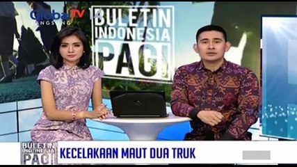 Dua Truk Adu Banteng di Jalan Menurun