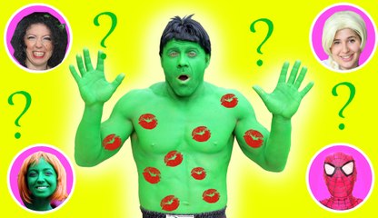 Who KISSED Hulk-! w- Spiderman Frozen Elsa Lady Hulk Pink spidergirl Joker Bad Baby ! Superhero Fun