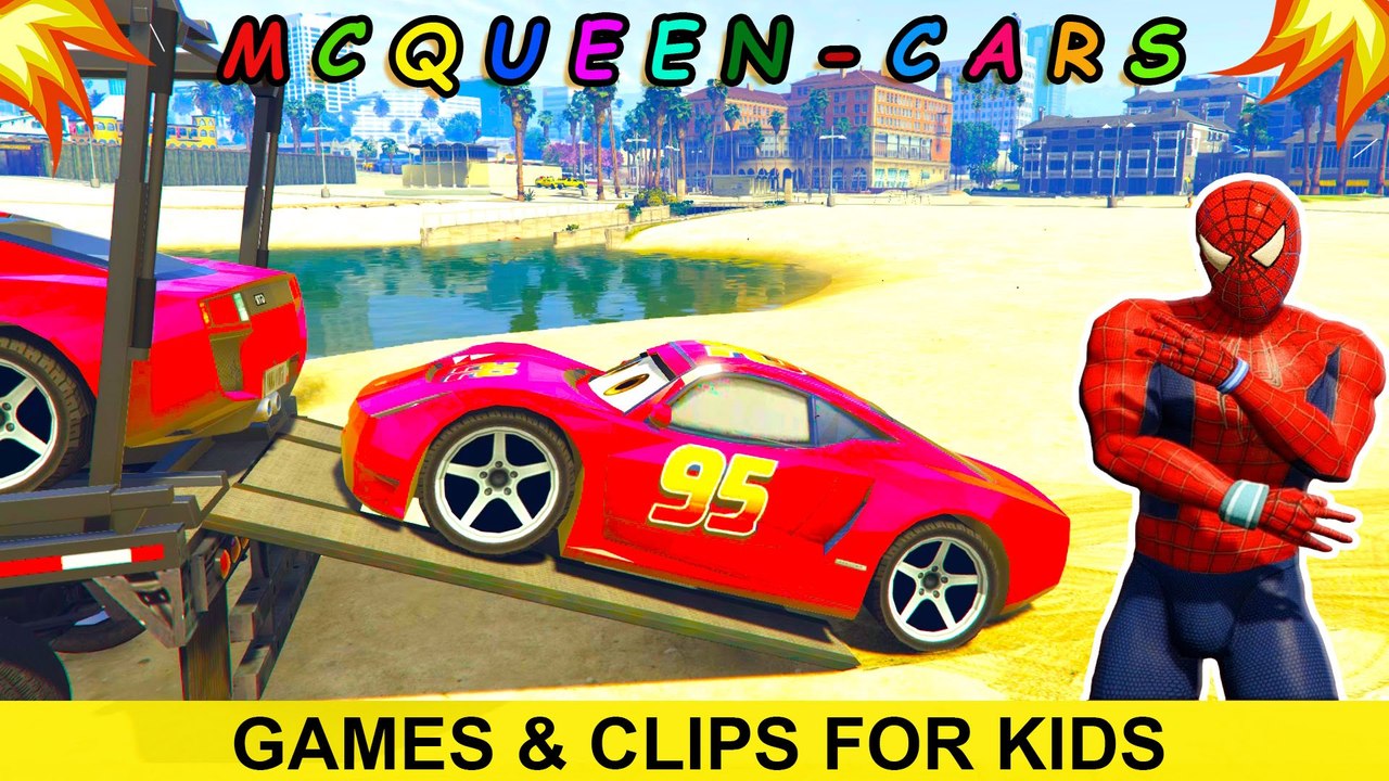 Classic Lightning McQueen Transportation with Spiderman Disney Cars for Kids Nursery Rhymes Songs