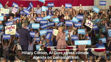 Hillary Clinton, Al Gore stress climate agenda on campaign trail