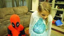 Kid Deadpool vs Lord Business SPOOF! Pregnant Spiderman & Frozen Elsa Joker Baby Poop SuperHero Kids