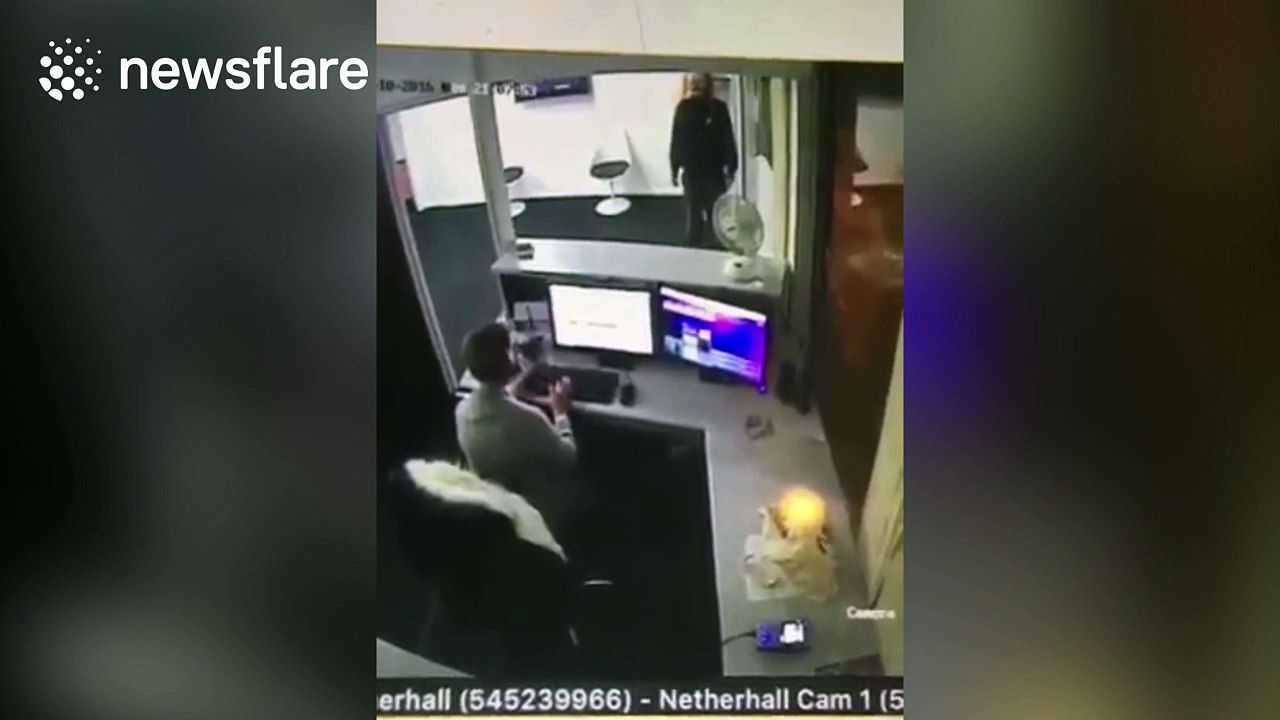 killer clown prankster gets chased out of UK taxi office by brave woman