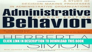 [PDF] Administrative Behavior, 4th Edition Popular Colection