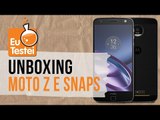 Moto Z: a caixa e seus snaps - Vídeo Unboxing EuTestei Brasil