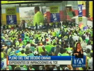 El CNE decidió enviar expedientes de infracciones al TCE