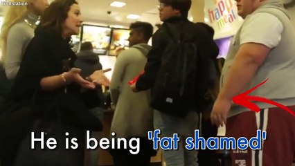 Fighting Scene Between a Girl and a Man With Fat Body