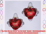 2 tlg. Glas-Herzen Set in Ice Rot Gold Komet - Christbaumkugeln - Weihnachtsschmuck-Christbaumschmuck