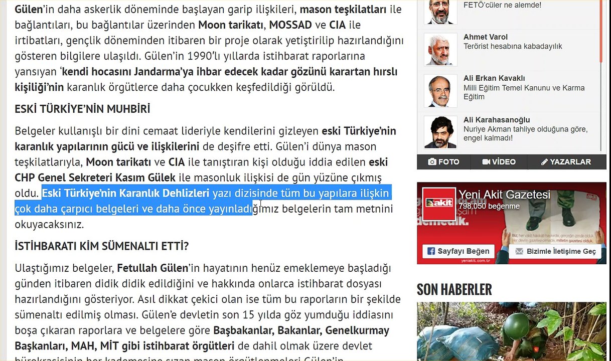 Fethullah Gülen Mason Çıktı İşte Kasım Gülek-Moon tarikatı-MOSSAD ve CIA