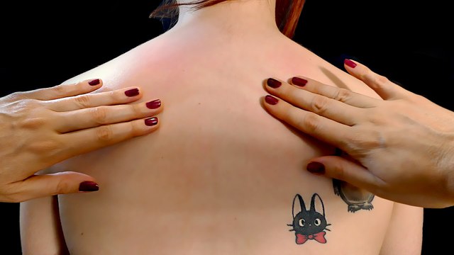 ASMR Massage Back, Neck & Shoulders, Binaural Soft Spoken Hand Movement Skin Sounds