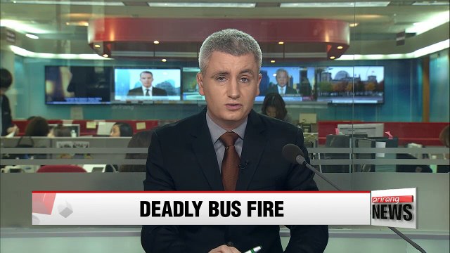 Ten killed, 7 injured after tour bus bursts into flames following crash