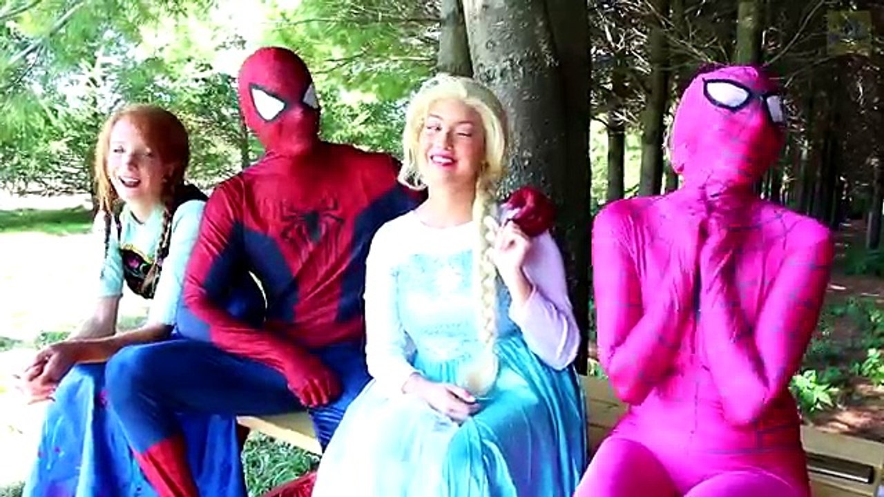 Spiderman & Frozen Elsa TONGUE TWIST! w_ Maleficent Joker Pink Spidergirl Anna! Superhero Fun