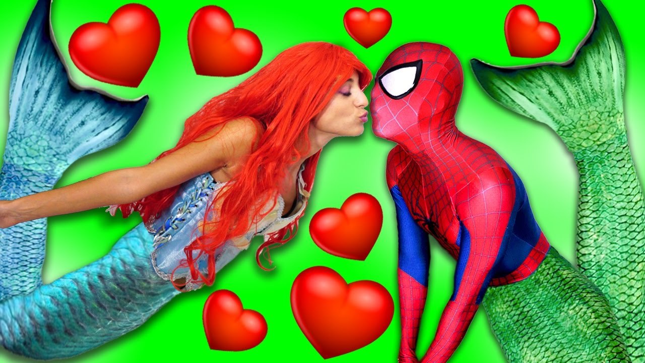 Spiderman Becomes a MERMAID & KISSES ARIEL vs Frozen Elsa! w- Bad Baby & Joker FUN PRANK!