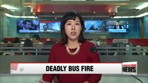 Ten killed, 7 injured after tour bus bursts into flames following crash