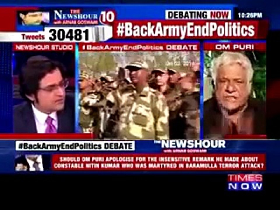Om Puri Badly Bashing And Insulting Arnab Goswami In Indian Live Show