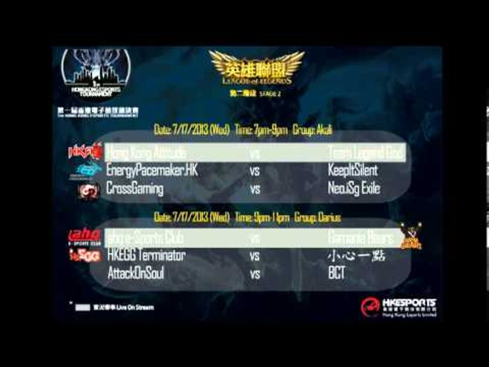 [HK-Esports] Gamania Bears vs ahq@香港電子競技總決賽第二階段 pt.1/2