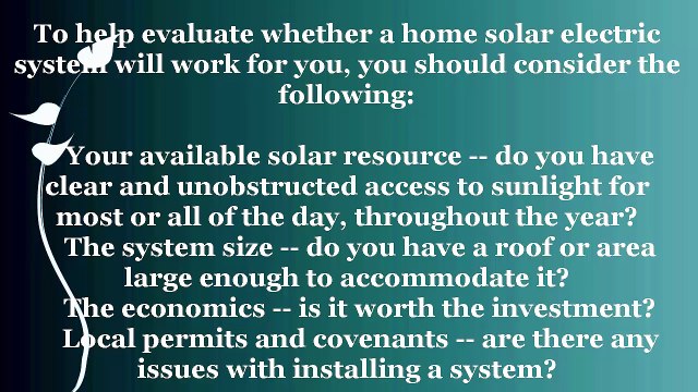 Planning A Home Solar Electric Systems