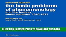 [PDF] The Basic Problems of Phenomenology: From the Lectures, Winter Semester, 1910-1911
