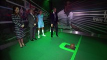 Prince William takes penalty kick in Manchester