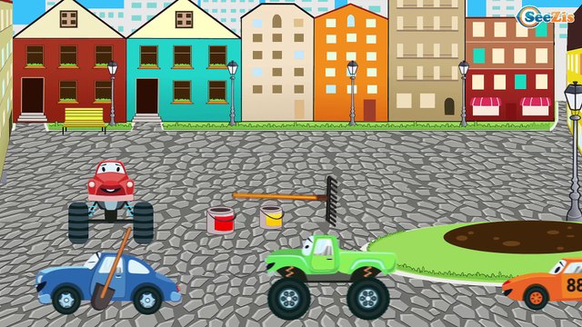 Pelleteuse jaune et Tracteur - Dessins animés pour enfants - Jeu d'assemblage - Vidéo éducative