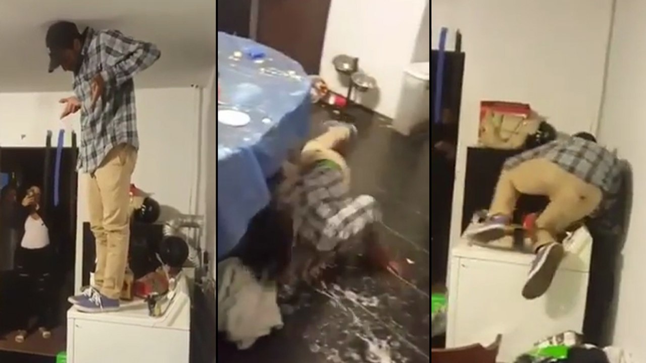 Fail - Un abruti qui saute sur une table