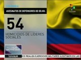 Colombia: continúan registrándose asesinatos de líderes sociales