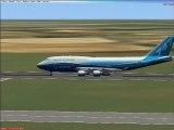 Flight Simulator X. Landing of Boeing 747-400 and 737-800.