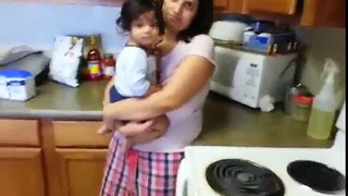 Baby first time not scared of pressure cooker whisle
