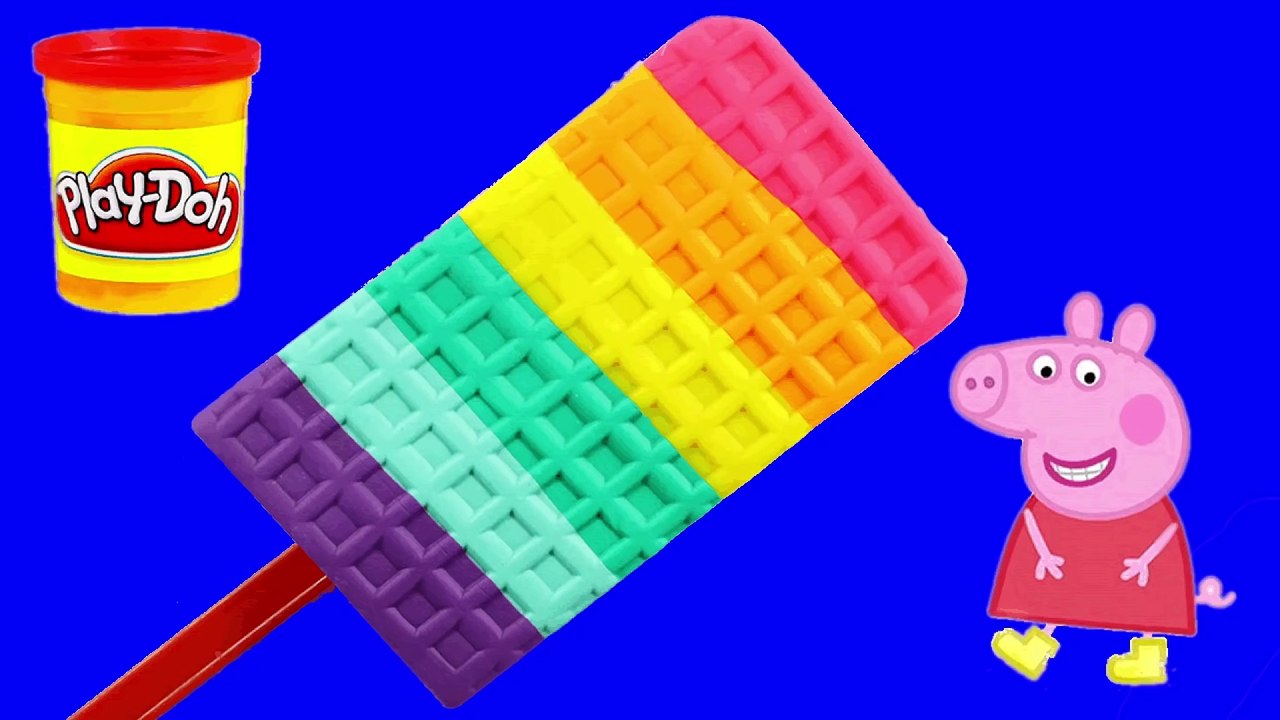 Peppa Pig Toys and Play Doh Frozen - Make ice cream rainbow with play dough clay