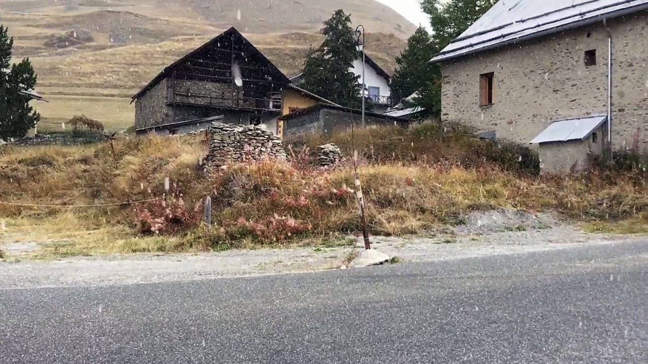 Grèle et neige à l'entrée de Fontgillarde !