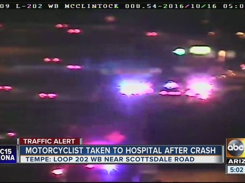 Motorcycle crash closes Loop 202 WB at Scottsdale Rd Sunday morning