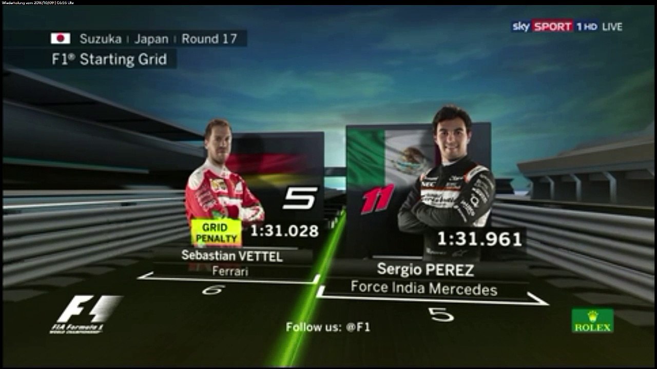 Startaufstellung F1 2016 Japan