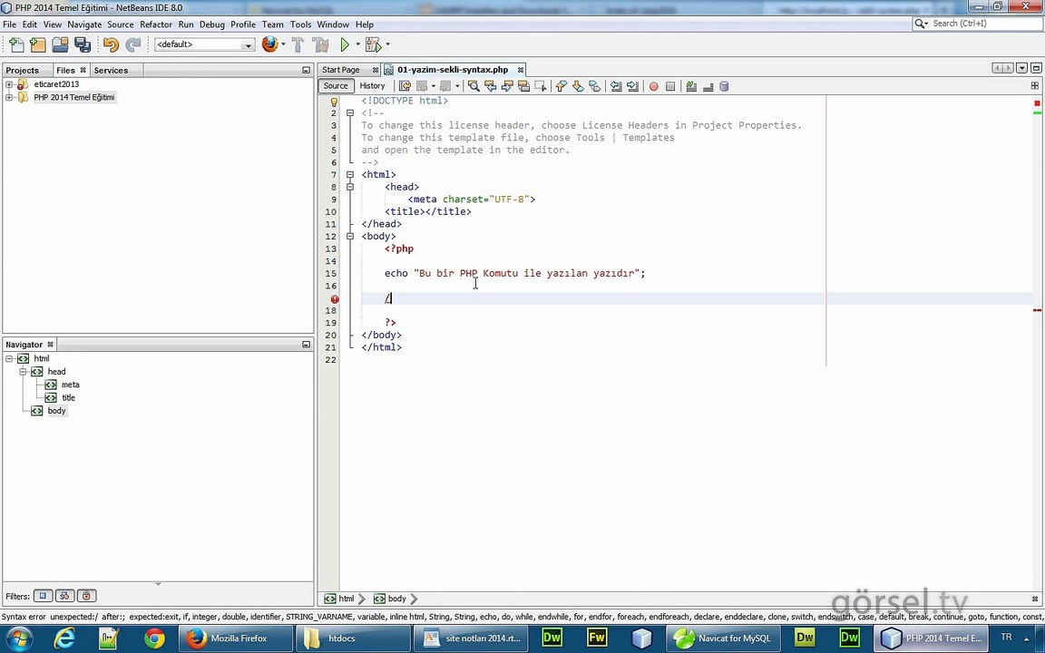 PHP EgitimSeti 04 - PHP'de yorumlar