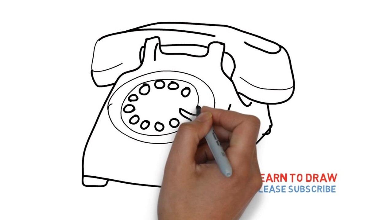 Easy Step For Kids How To Draw The Old Telephone