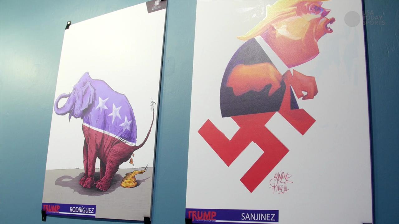 Mexico City cartoon exhibit depicts Donald Trump as a Nazi