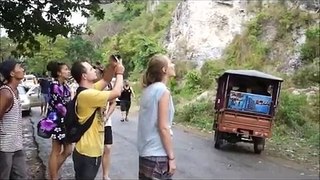 Tourists Viewing Bat Emergence at Battambang Bat Cave
